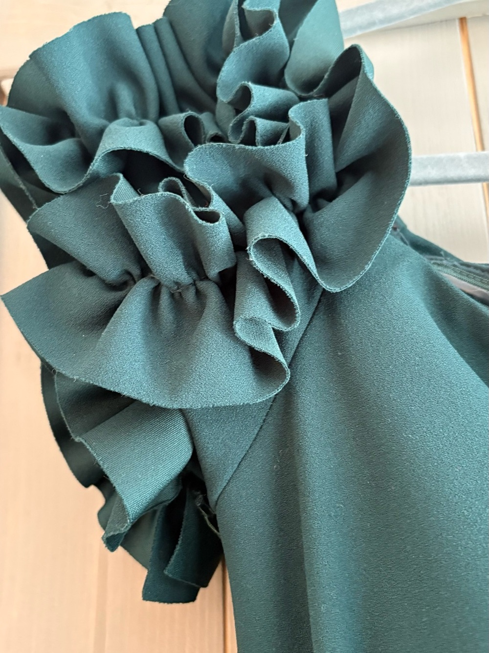 Xscape Teal Green Ruffle-Sleeve High-Low Dress - Picture 6 of 6